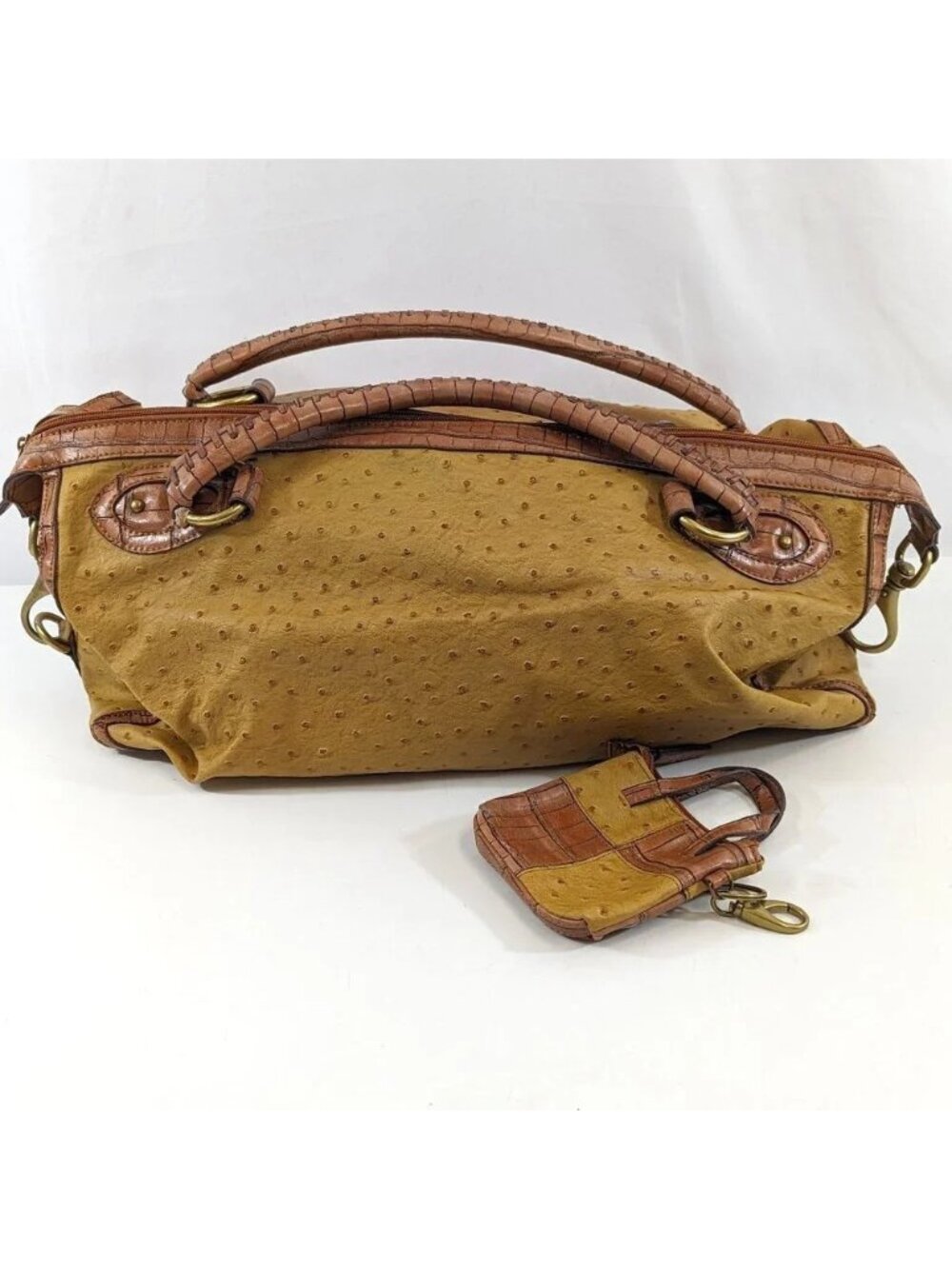 Nine West Leather Beige Satchel w/ Mini  Tote